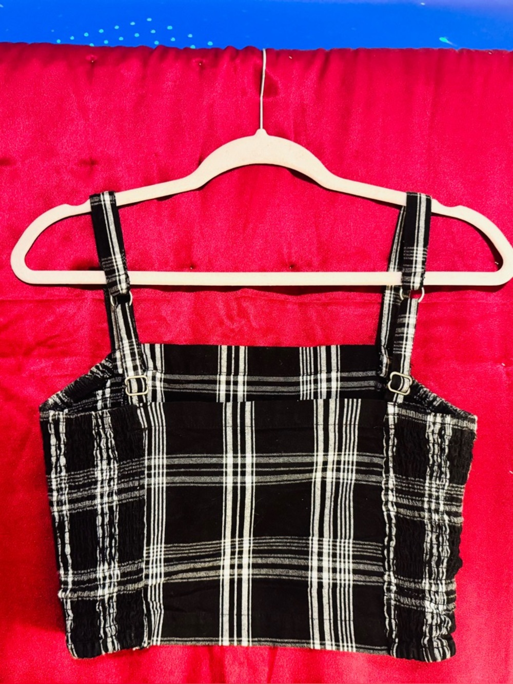 👑 CUTE SIZE MEDIUM Hollister Black and White Plaid Tank - Picture 6 of 7